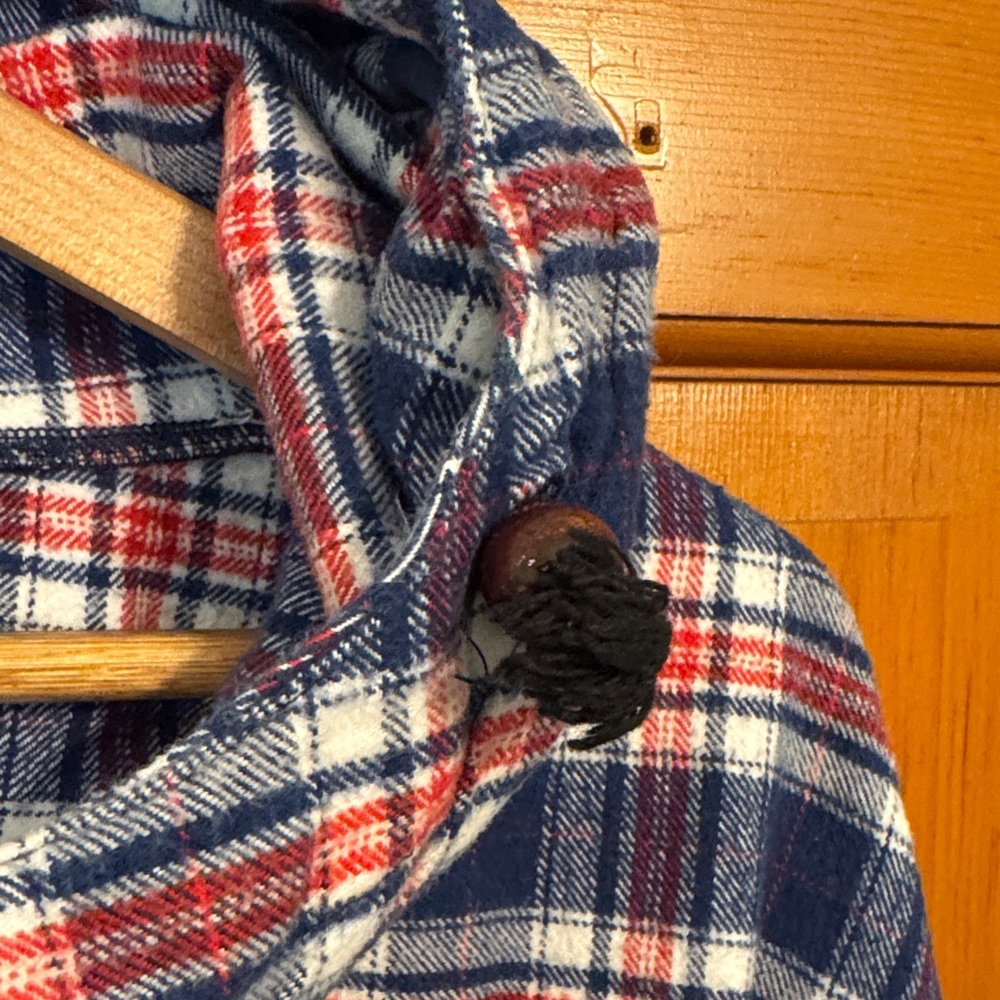 Plaid Hooded Sweatshirt - Red, White, and Blue - Picture 3 of 5